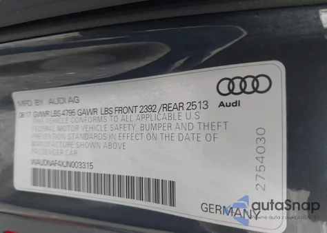 2018 Audi A4 2.0T Premium/2.0T Tech Premium из США, поврежденный, VIN WAUDNAF4XJN003315